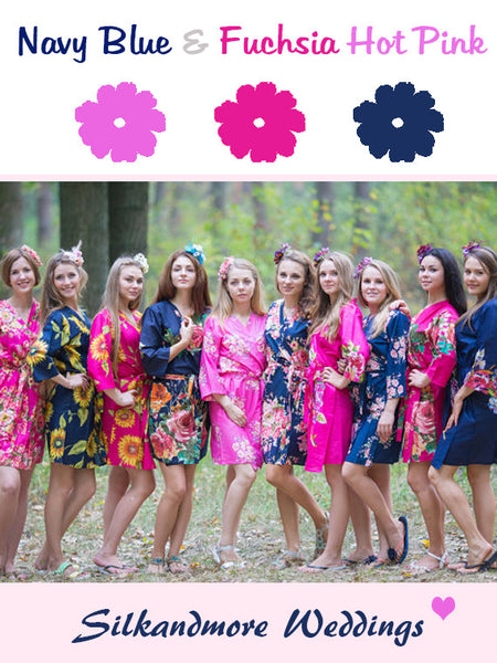 Navy and Fuschia Bridesmaid Dresses