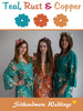 Teal, Rust and Copper Wedding Color Robes - Premium Rayon Collection