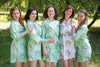 Mint Pink Peonies Robes for bridesmaids 