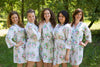 White Pink Peonies Robes for bridesmaids