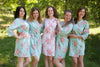 Seafoam Faded Floral Robes for bridesmaids