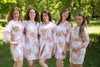 White Faded Floral Robes for bridesmaids