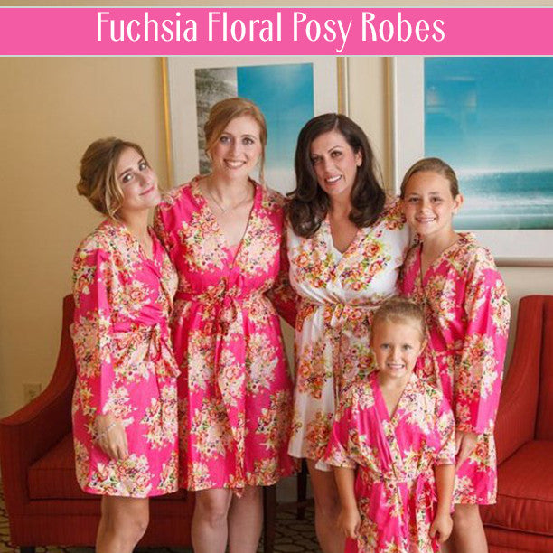 Fuchsia Floral Posy Robes
