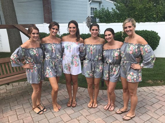 bride and bridesmaids rompers set of 6