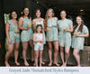 Light Blue And Coral Off the shoulder Style Bridesmaids Rompers in Dreamy Angel Song Pattern