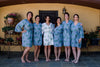 Dusty Blue Tropical Delight Palm Leaves Bridesmaids Robes Set