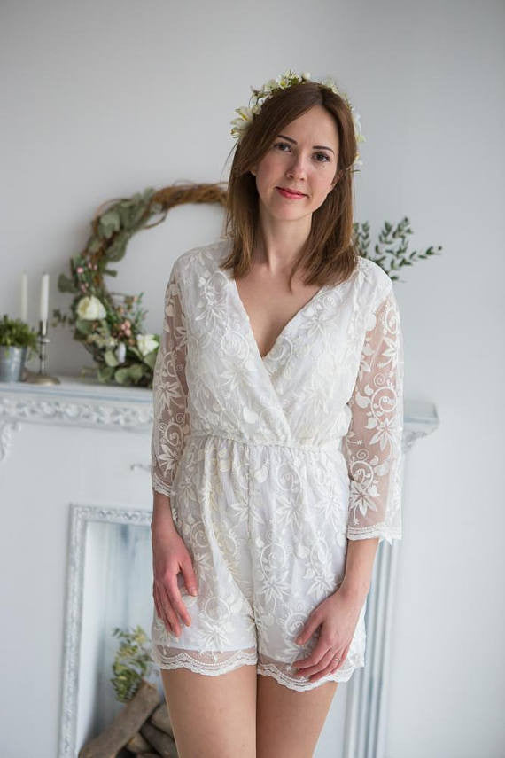 Lace Bridal Romper from my Paris Inspirations Collection - Kimono Style Romper