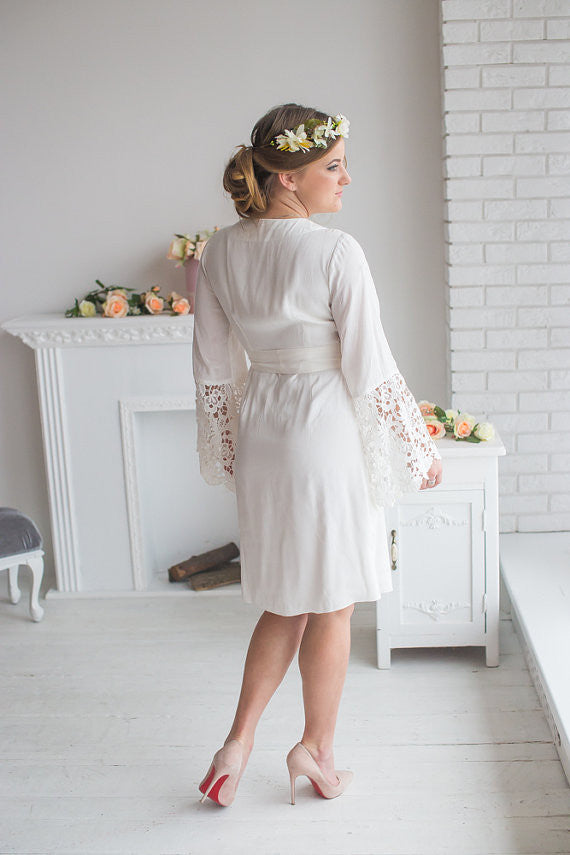 Lace Trimmed Robe from my Paris Inspirations Collection - Long Floral Lace Cuffs