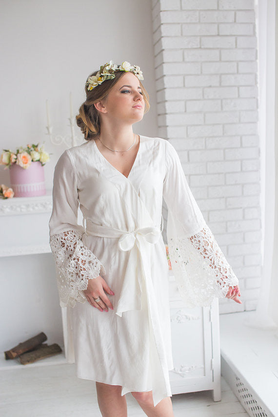 Lace Trimmed Robe from my Paris Inspirations Collection - Long Floral Lace Cuffs