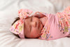 Set of Swaddle + Baby Headband - Pink Faded Flowers Pattern