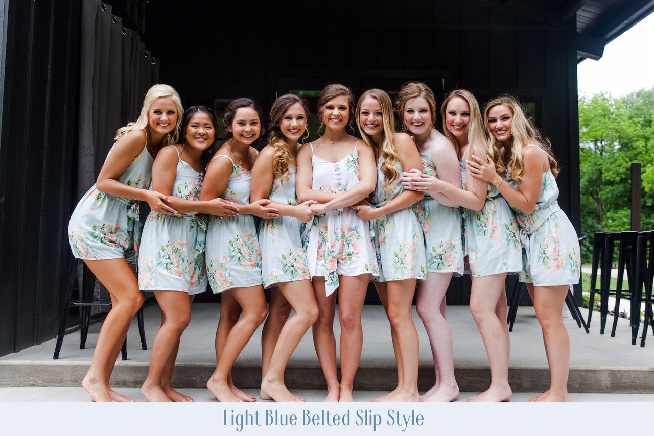 Copper, Teal and Blush Mismatched Styles Bridesmaids Rompers in Dreamy Angel Song Pattern