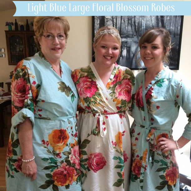 Light Blue Large Floral Blossom Robes
