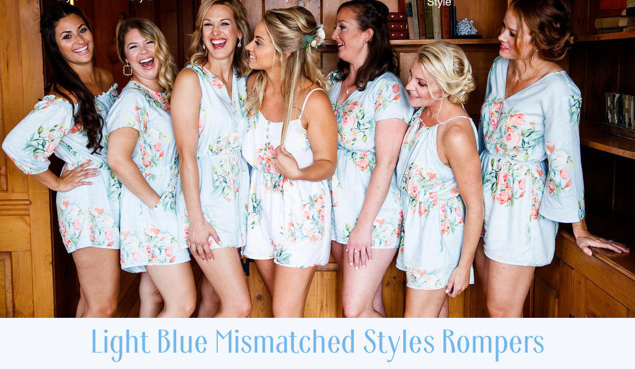 Light Blue  Mismatched Styles Dreamy Angel Song Bridesmaids Rompers