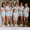 Shades of Blue and Green Notched Collar Style PJs in Dreamy Angel Song Pattern