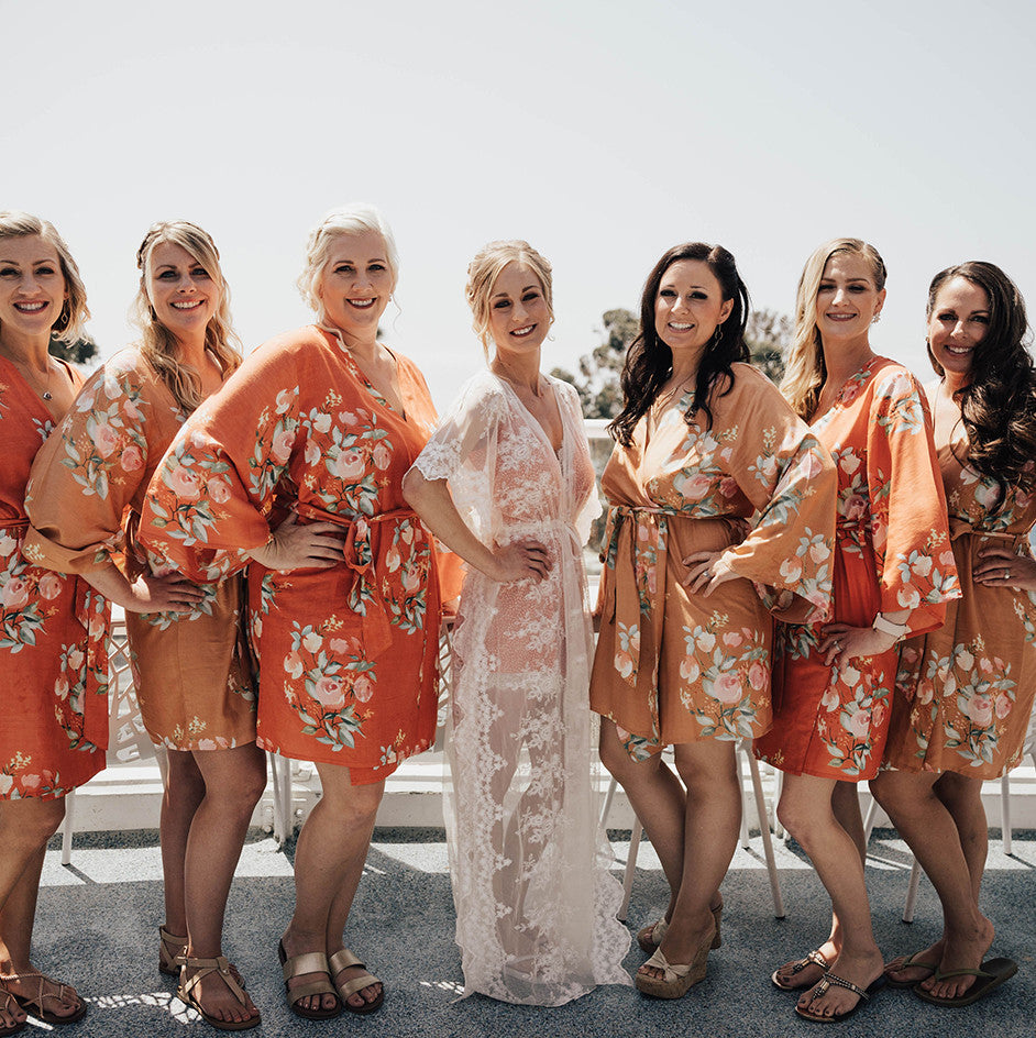 Metallic Wedding Color Palette - Rust and Copper Bridesmaids Robes Set ...