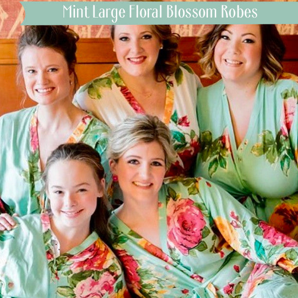 Mint Large Floral Blossom Robes