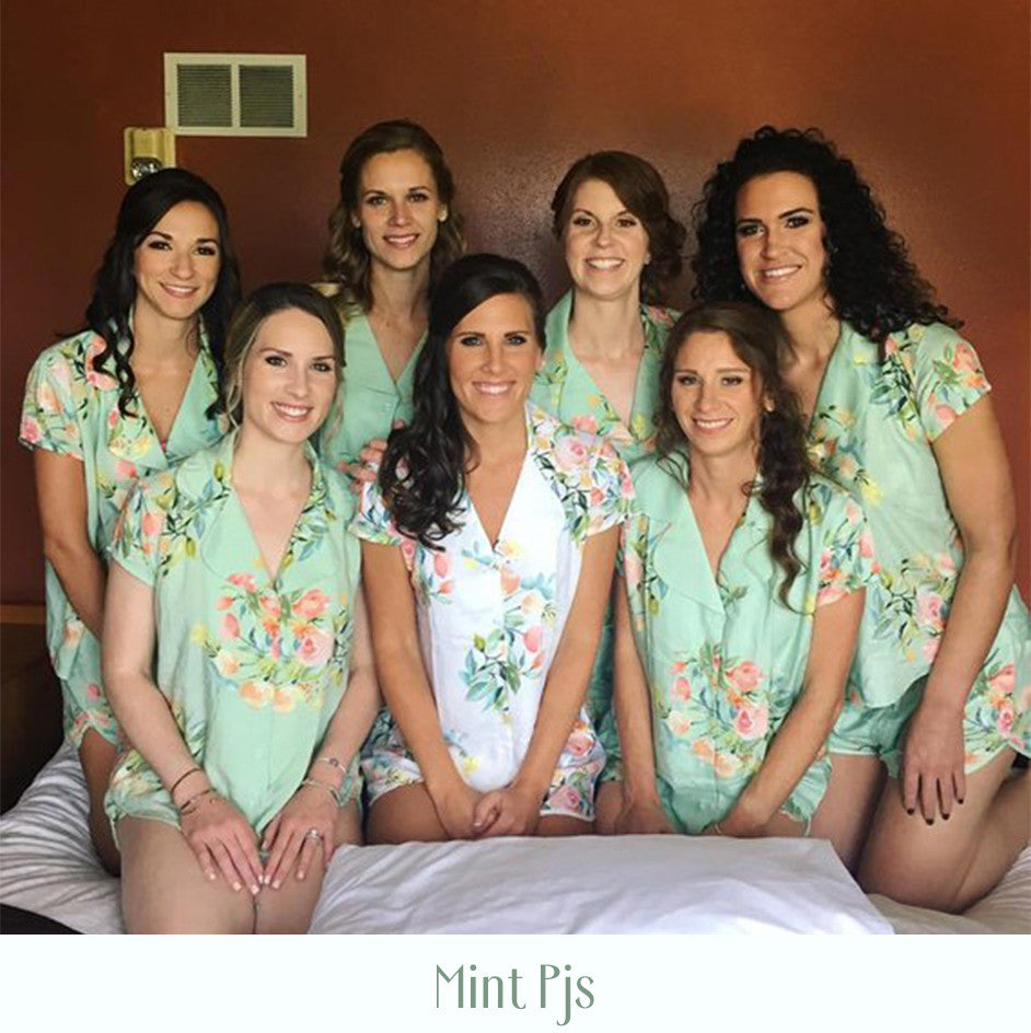 Navy Blue Off the Shoulder Style PJs in Dreamy Angel Song Bridesmaids