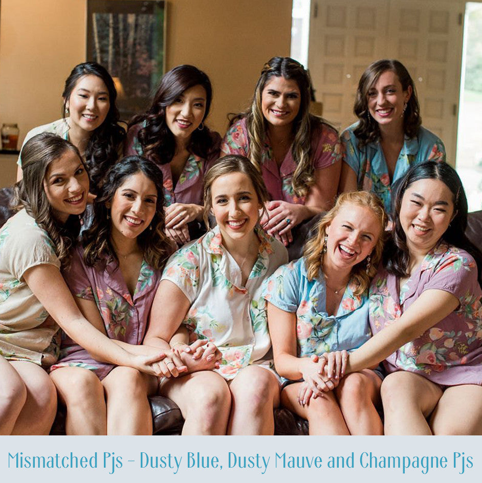 Dusty Blue Dreamy Angel Song Bridesmaids PJ Set