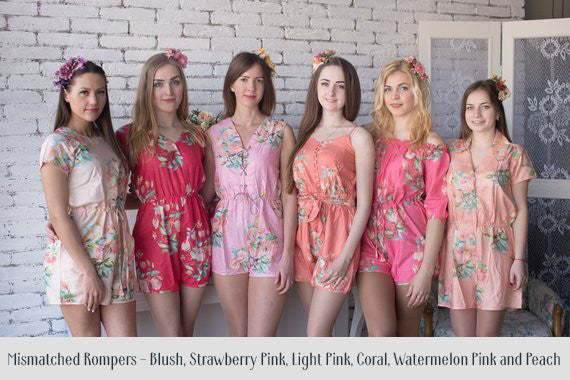 Dusty Pink Off the shoulder Style Bridesmaids Rompers in Dreamy Angel Song Pattern