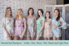 Light Blue And Coral Off the shoulder Style Bridesmaids Rompers in Dreamy Angel Song Pattern