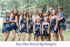 Navy Blue Mismatched Styles Dreamy Angel Song Bridesmaids Rompers Set