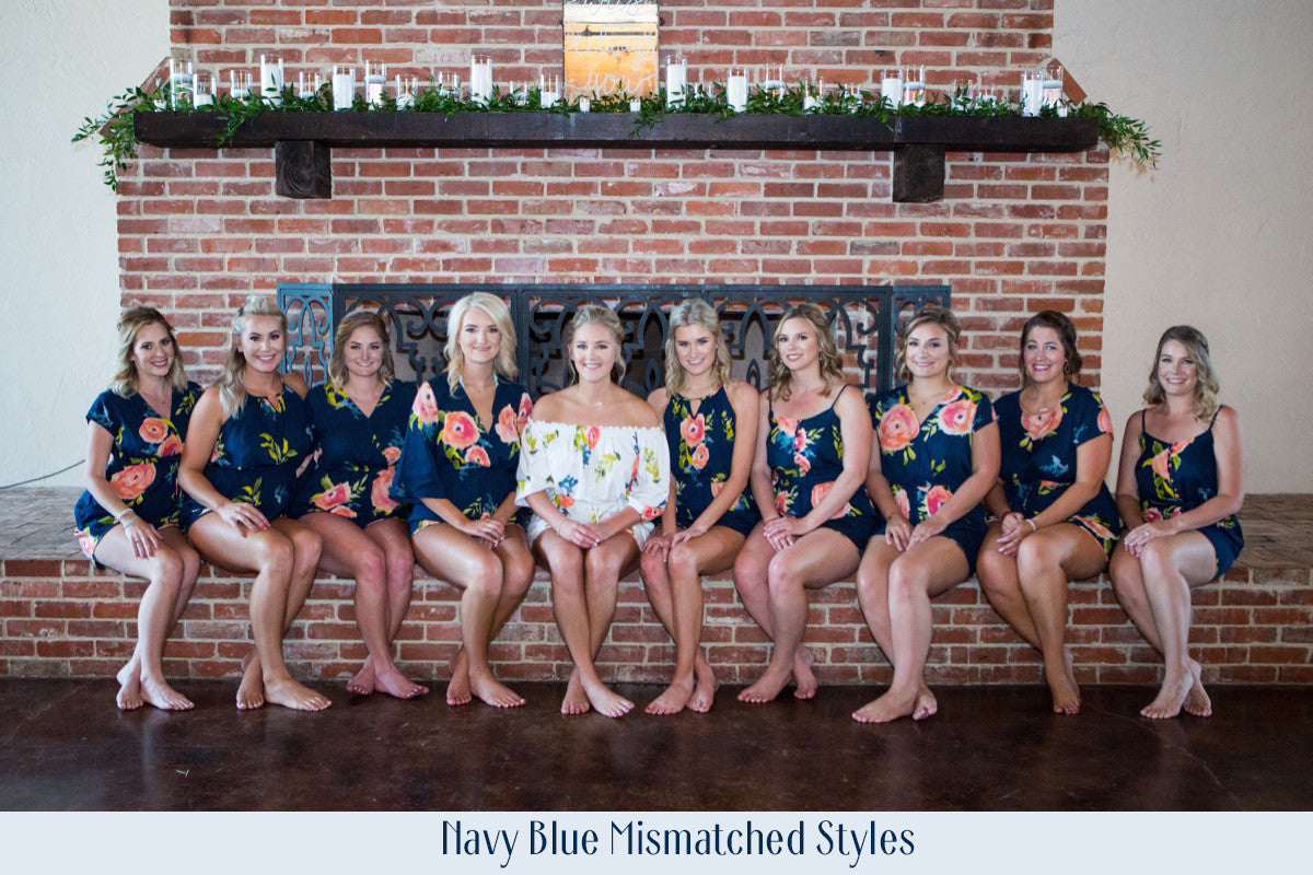 Silver Mismatched Styles Bridesmaids Rompers in Dreamy Angel Song Pattern