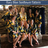 Navy Blue Sunflower Bridesmaids Robes Set of 10