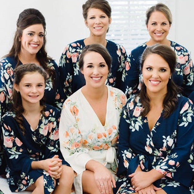 Navy Blue Dreamy Angel Song  Set of Bridesmaids Robes