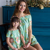 Set of 2 Baby Mommy Matching Pj Sets - Soft Mint Dreamy Angel Song Pattern 