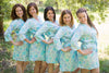 White Blue Ombre Watercolor Leafy Robes for bridesmaids