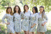 White Gray Ombre Watercolor Leafy Robes for bridesmaids