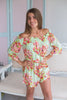  Off Shoulder Style Bridesmaids Rompers in Large Floral Pattern