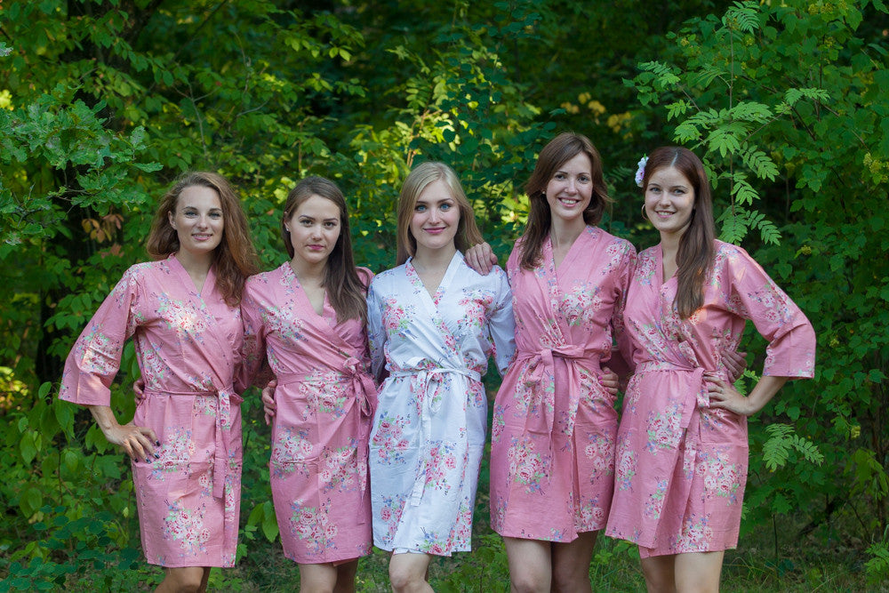 Rose Gold Faded Floral Robes for bridesmaids