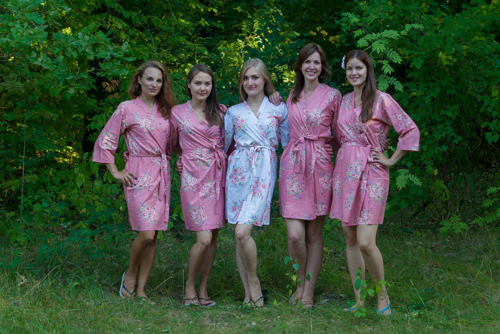 Rose Gold Faded Floral Robes for bridesmaids