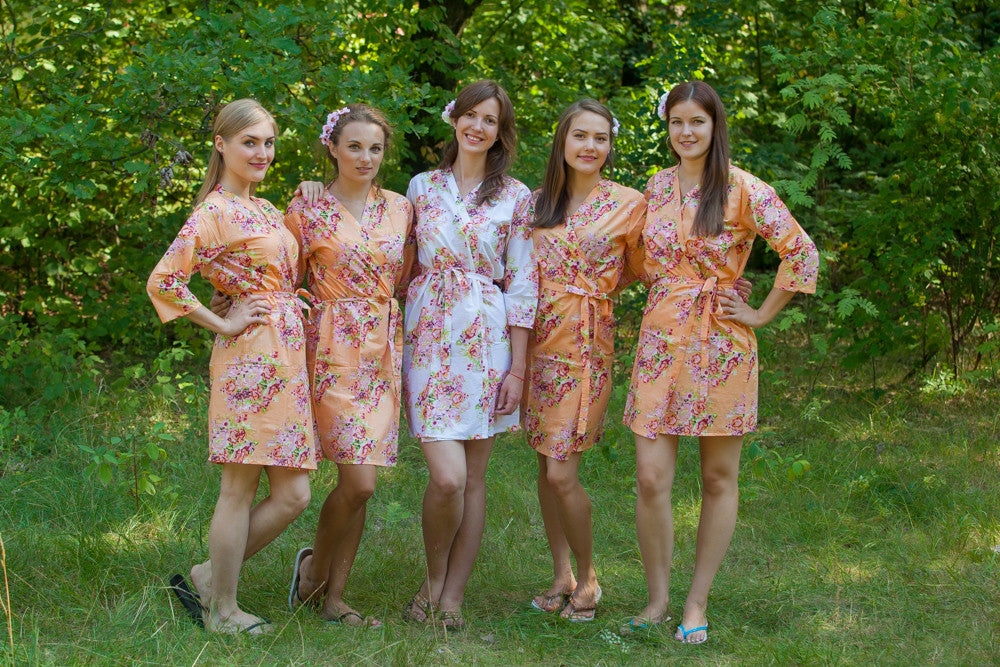 Peach Floral Posy Robes for bridesmaids | Getting Ready Bridal Robes