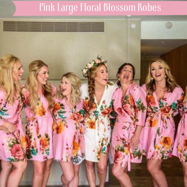 Pink Large Floral Blossom Robes
