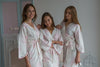 Scalloped trim white pink floral sketch bridesmaids wedding robes