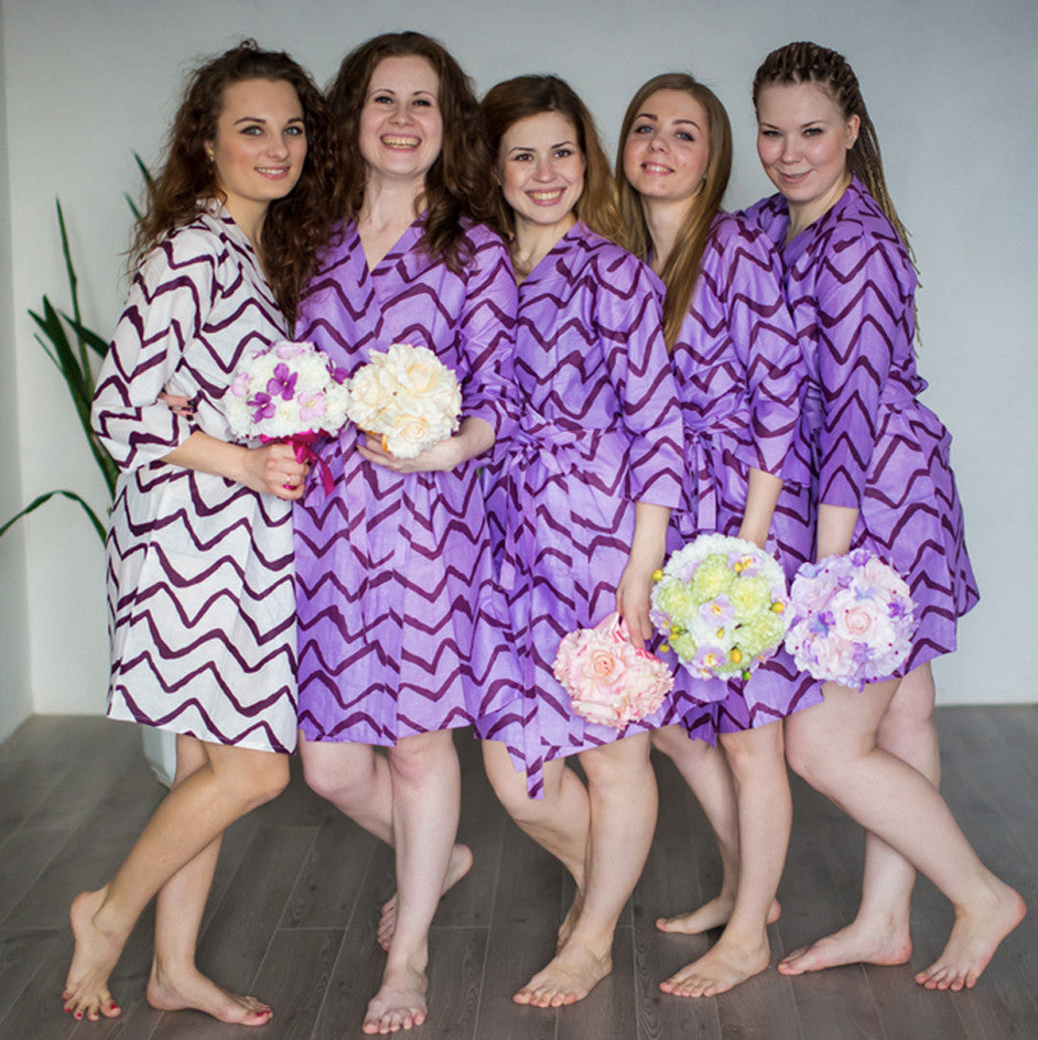 Lilac Chevron Robes for bridesmaids | Getting Ready Bridal Robes