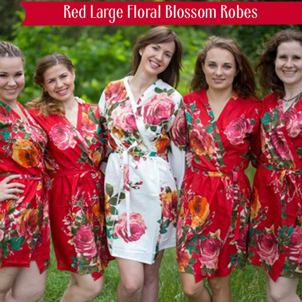 Red Large Floral Blossom Robes
