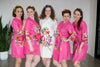 Dark Pink One long flower pattern Robes for bridesmaids | Getting Ready Bridal Robes