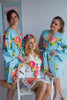 Smiling Blooms Pattern- Premium Light Blue Bridesmaids Robes