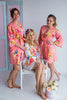Smiling Blooms Pattern- Premium Peach Bridesmaids Robes
