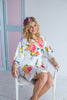 Smiling Blooms Pattern- Premium Peach Bridesmaids Robes