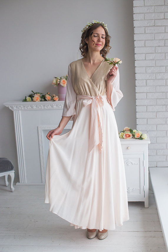 Soft Blush Gold Silk Bridal Robe from my Paris Inspirations Collection - Shimmering Grace in Soft Blush