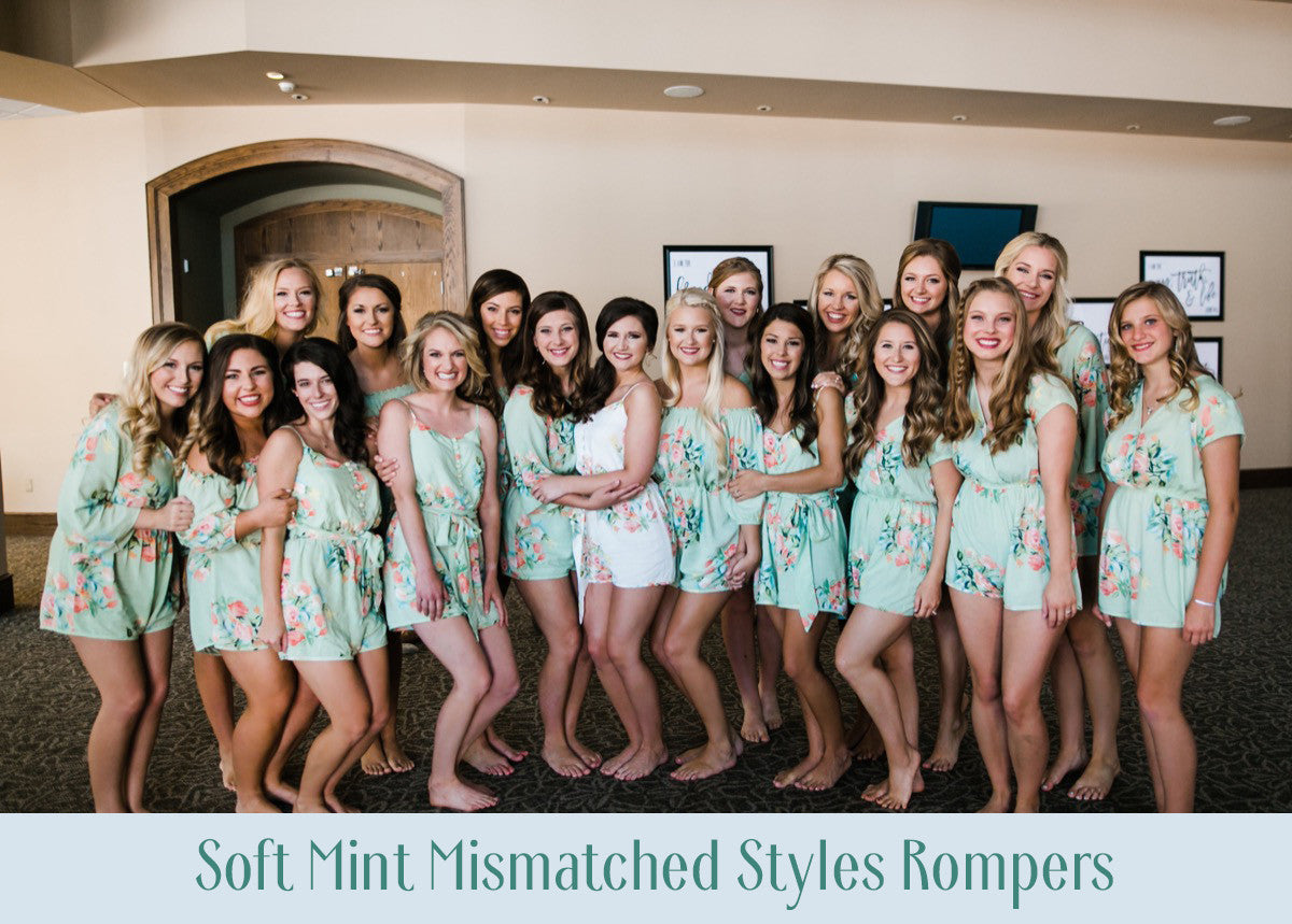 Dark Green Mismatched Styles Dreamy Angel Song Bridesmaids Rompers Set