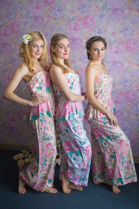 Strapless Style Long PJs in Whimsical Giggles Pattern