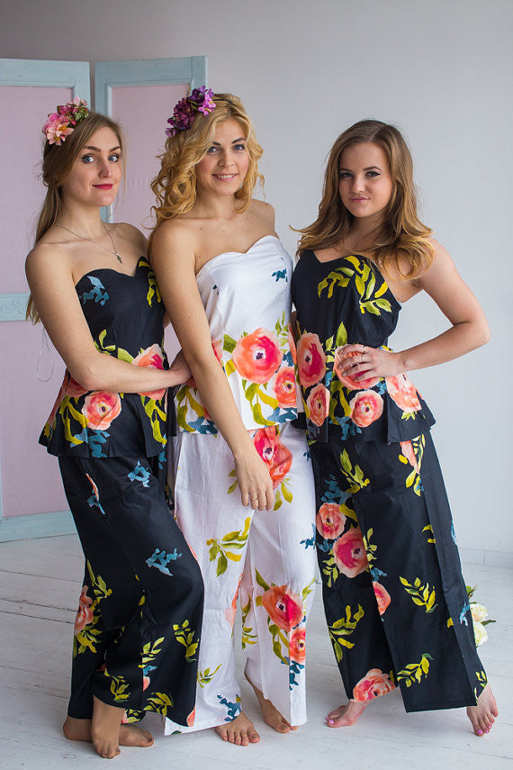Strapless Style long PJs in Smiling Blooms Pattern