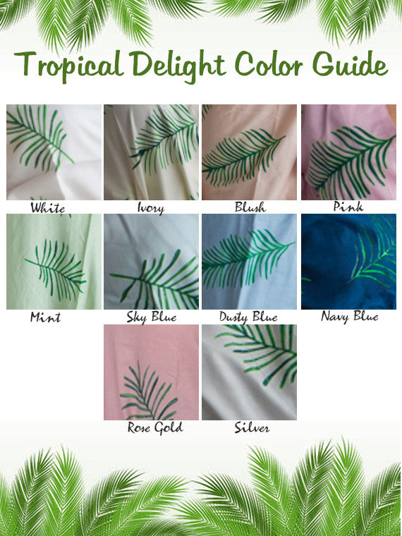 U-shaped neckline Style PJs in Tropical Delight Palm Leaves Pattern