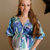 White Blue Watercolor Floral Delivery/Nursing Gown