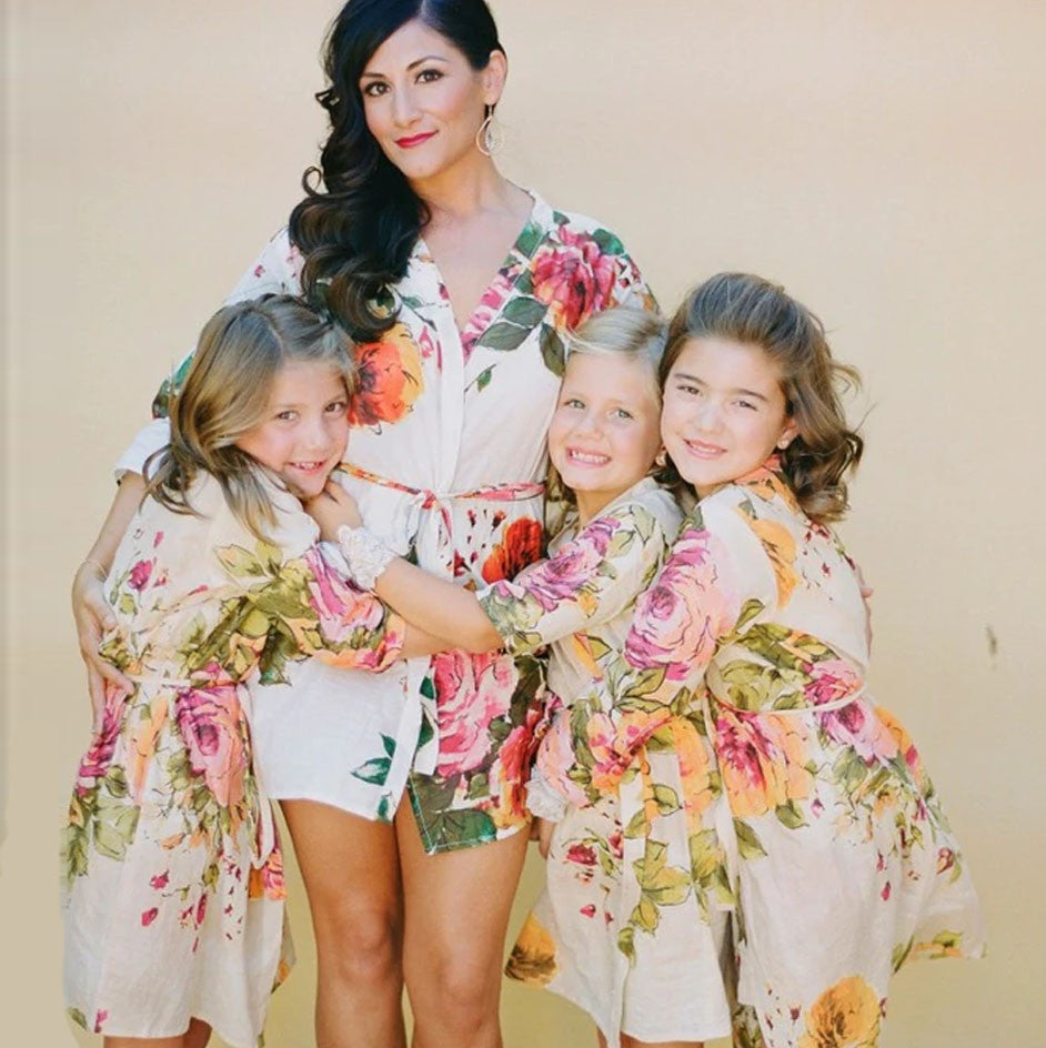 Cream Large Floral Blossom Set of Bridesmaids Robes